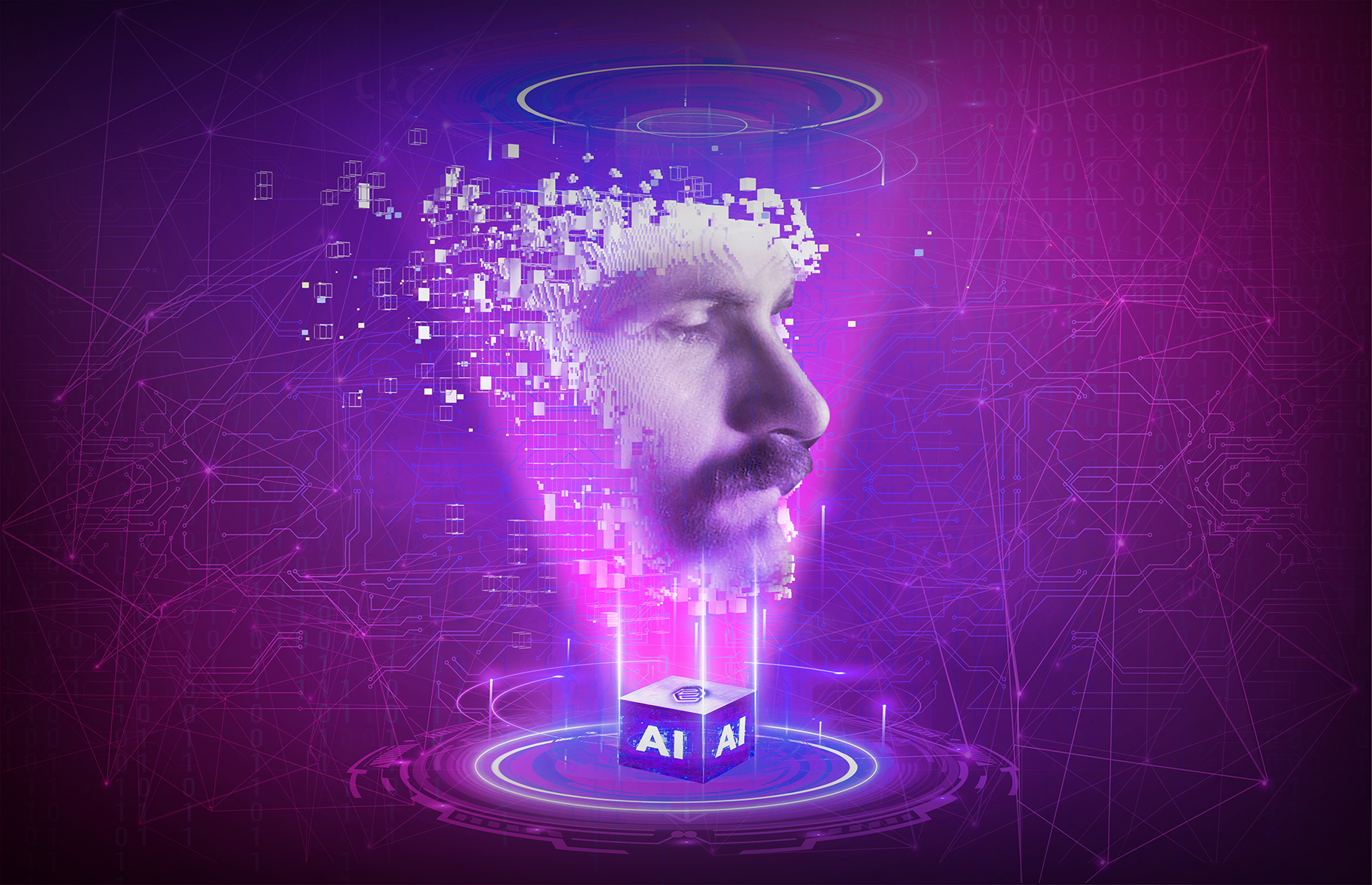 Generative ai human face digital 2023-09 purple